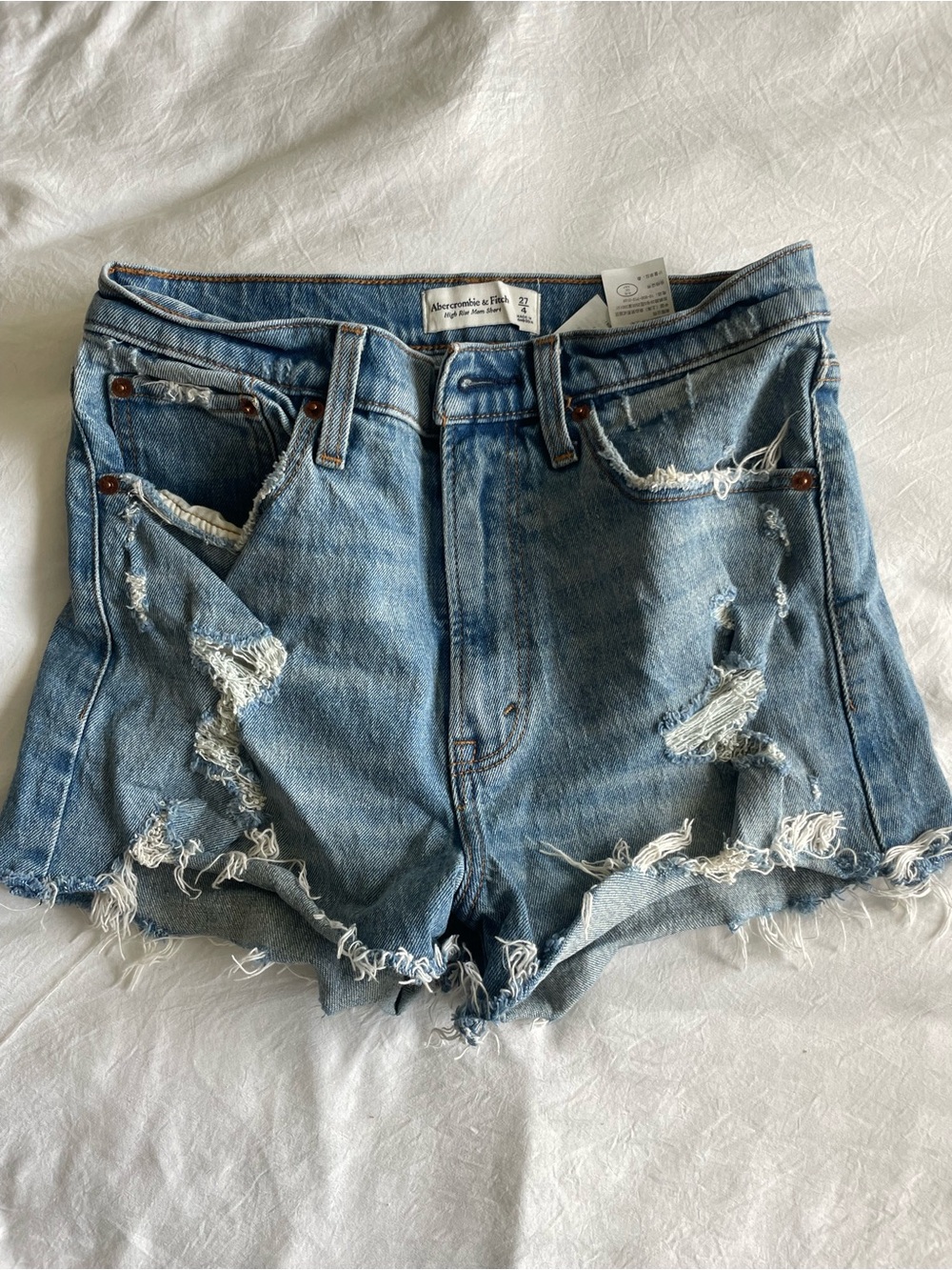 Abercrombie & Fitch Light Blue Distressed Denim Cutoff Shorts